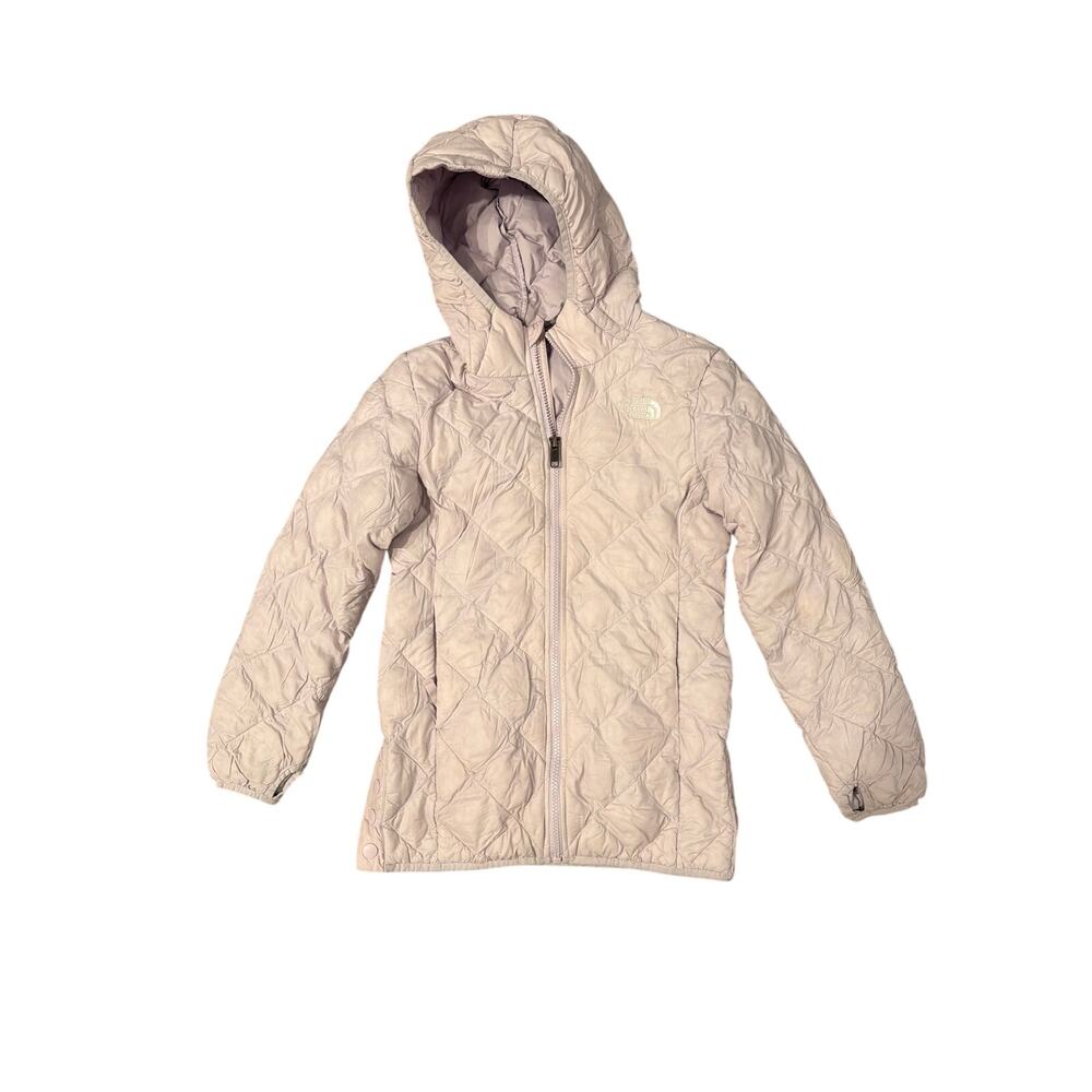 The North Face Girls Youth Puffer Coat Lilac Purple Hooded Full Zip Size 7/8
